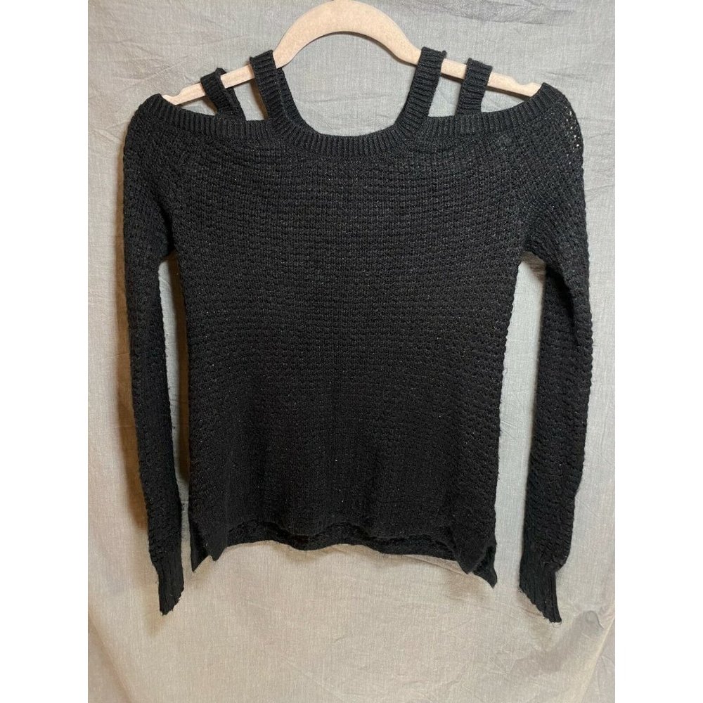 Aeropostale Sweater Womens Extra Small Black Open Shoulder PulloverLadies